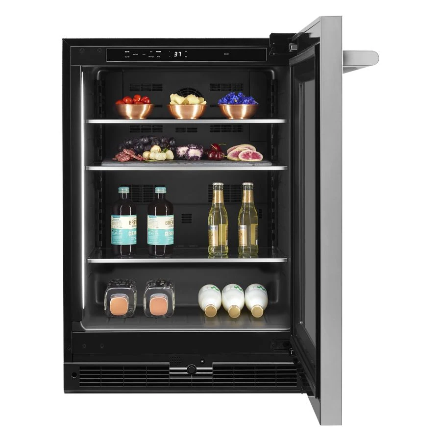 RISE 24" Under Counter Glass Door Refrigerator, Right Swing JUGFR242HL