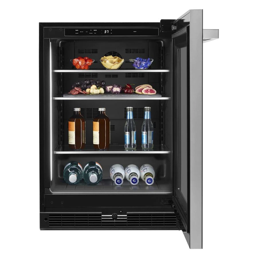 24" Noir™ Under Counter Glass Door Refrigerator, Right Swing JUGFR242HM