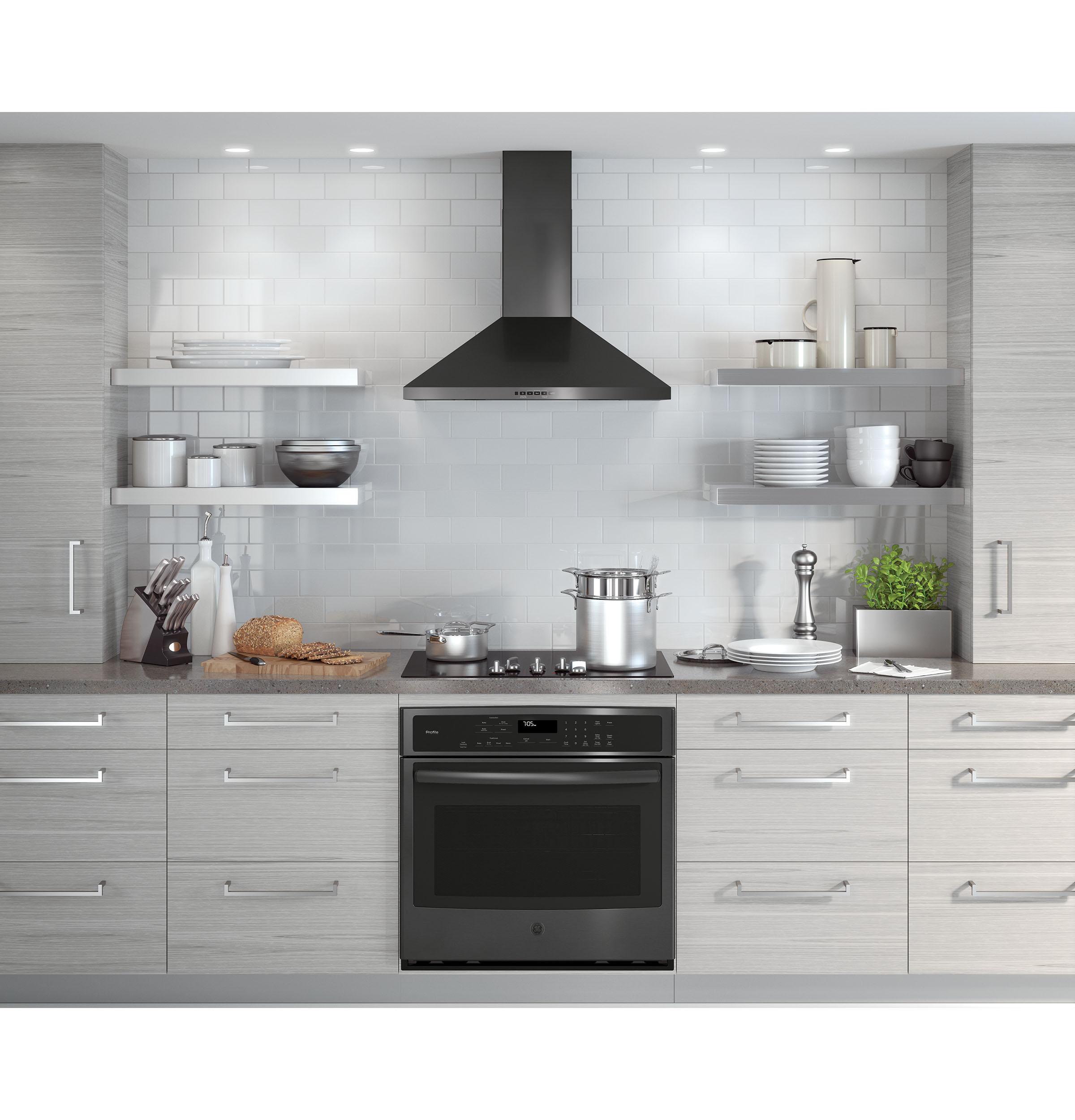 Ge® 30" Wall-mount Pyramid Chimney Hood JVW5301BJTS