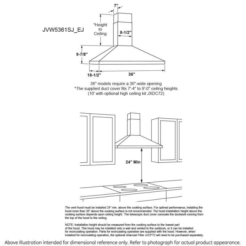 36" Wall-Mount Pyramid Chimney Hood view 9