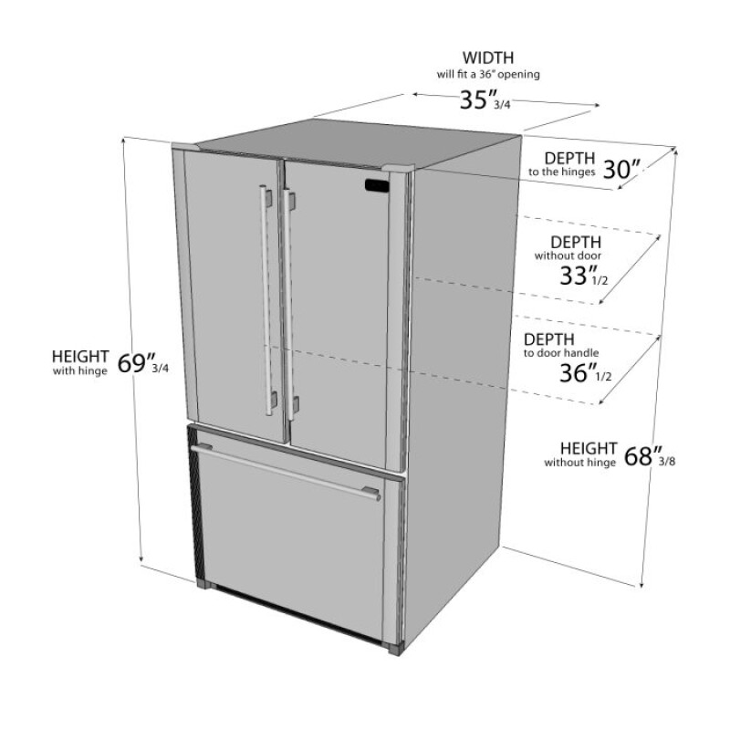 26.1 Cu. Ft. 36-Width Standard Depth French Door Refrigerator with Interior Ice Maker K748FDS