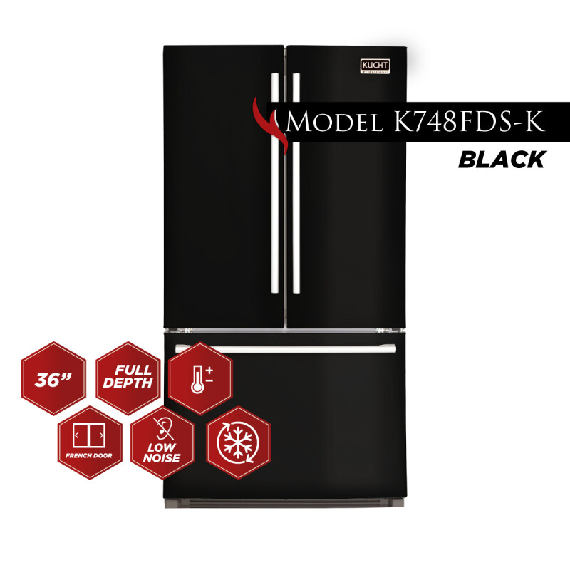 26.1 Cu. Ft. 36-Width Standard Depth French Door Refrigerator with Interior Ice Maker K748FDSK