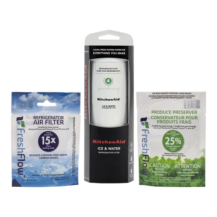 Kitchenaid™ Refrigerator Water Filter 4 - Kad4rxd1 (pack Of 1) + Refrigerator Freshflow™ Airfilter+ Freshflow Produce Preserver Refill KAD4RXVR6
