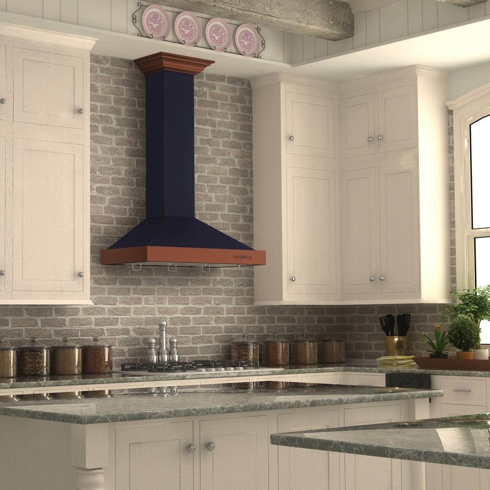 30 In. Convertible Vent Designer Series Wall Mount Range Hood In Oil-rubbed Bronze With Copper Bands KB2BCXXX30