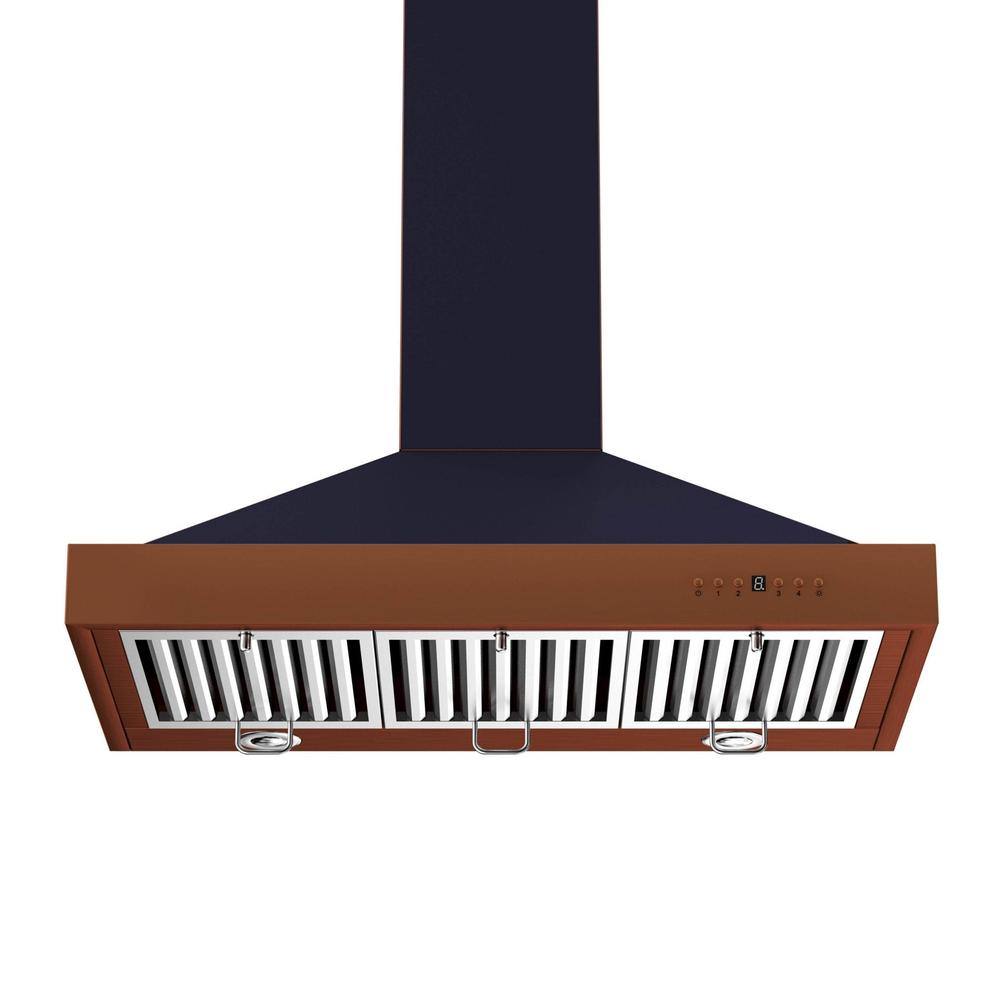 36 In. Convertible Vent Designer Series Wall Mount Range Hood In Oil-rubbed Bronze With Copper Bands KB2BCXXX36