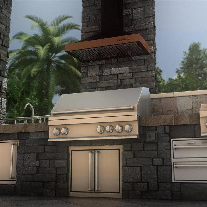 36 In. Convertible Vent Designer Series Wall Mount Range Hood In Oil-rubbed Bronze With Copper Bands KB2BCXXX36