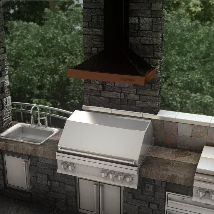 36 In. Convertible Vent Designer Series Wall Mount Range Hood In Oil-rubbed Bronze With Copper Bands KB2BCXXX36