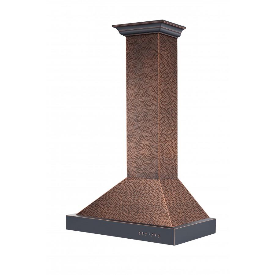 30 In. Convertible Vent Designer Series Wall Mount Range Hood In Hand-hammered Copper KB2HBXXX30