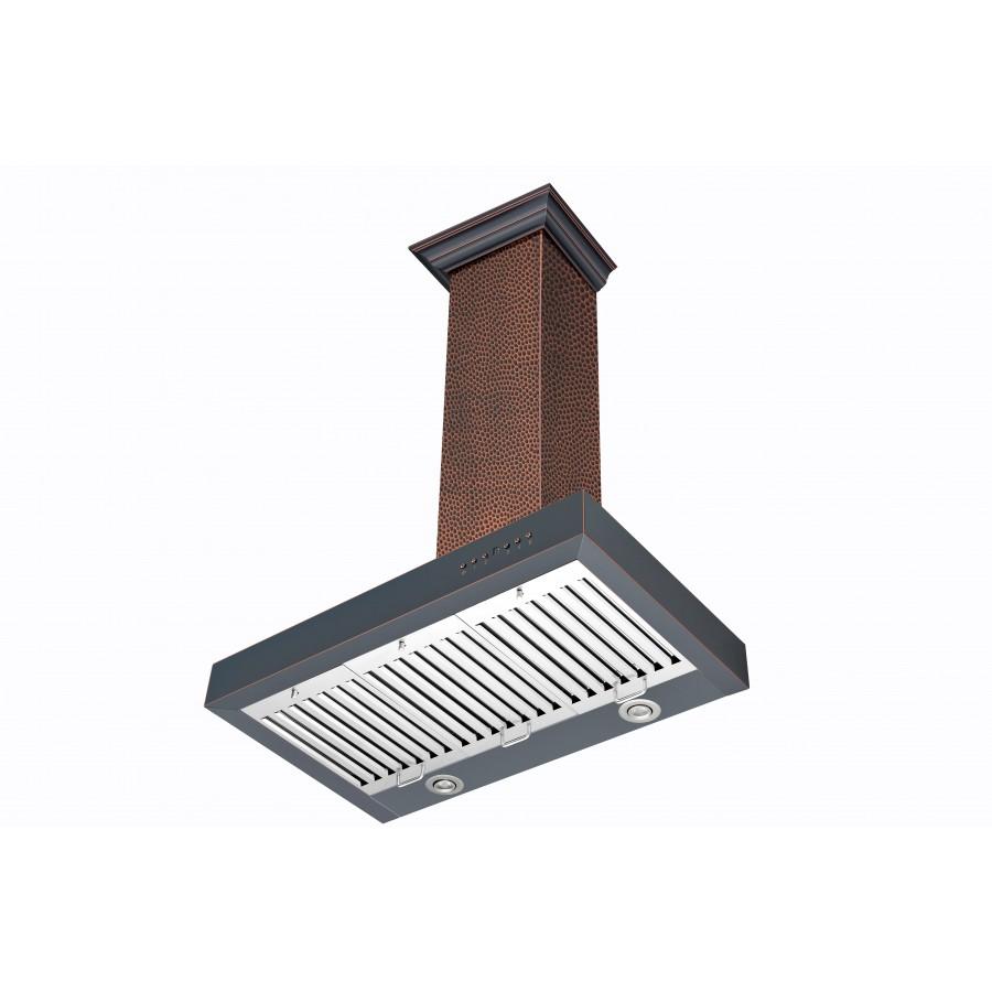 30 In. Convertible Vent Designer Series Wall Mount Range Hood In Hand-hammered Copper KB2HBXXX30