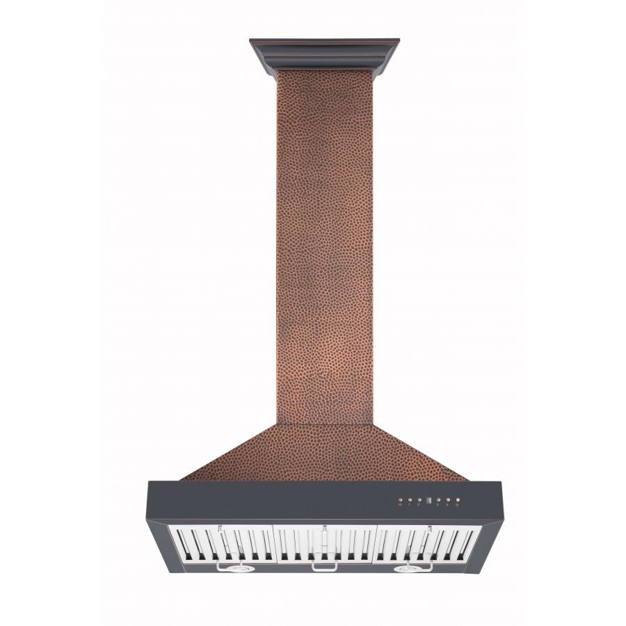 36 In. Convertible Vent Designer Series Wall Mount Range Hood In Hand-hammered Copper KB2HBXXX36