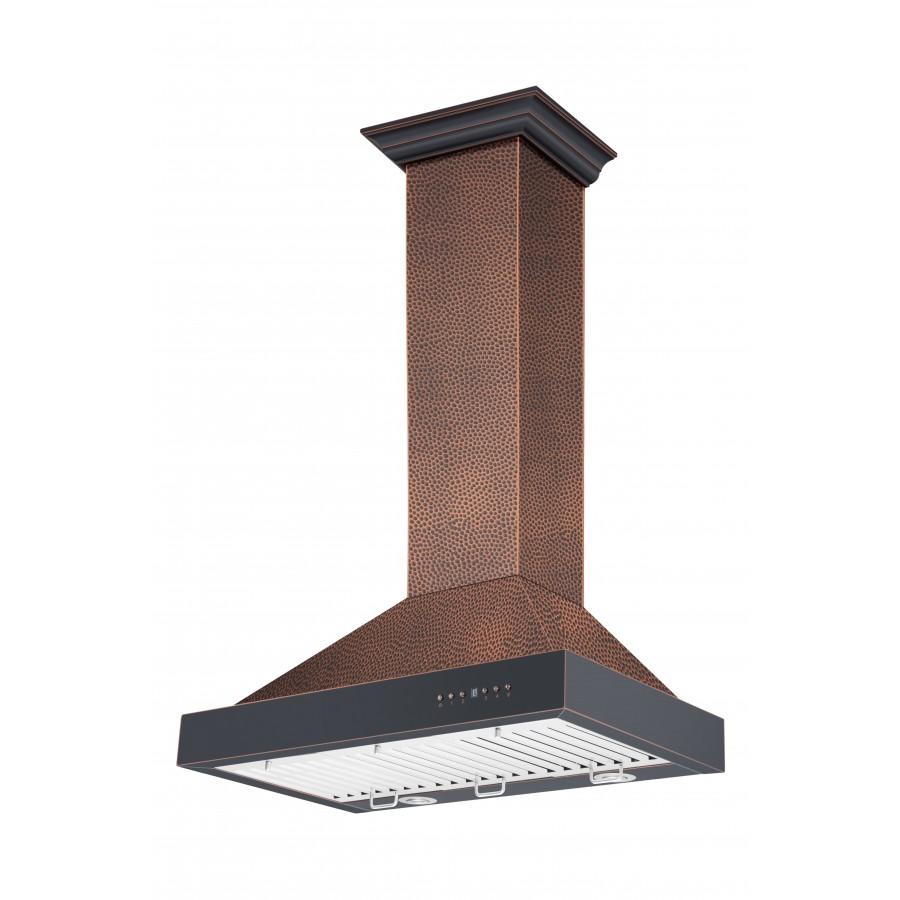 36 In. Convertible Vent Designer Series Wall Mount Range Hood In Hand-hammered Copper KB2HBXXX36