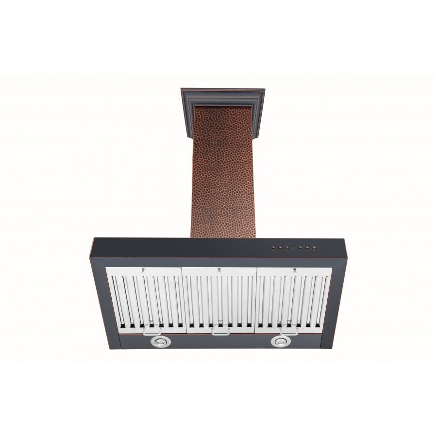 36 In. Convertible Vent Designer Series Wall Mount Range Hood In Hand-hammered Copper KB2HBXXX36