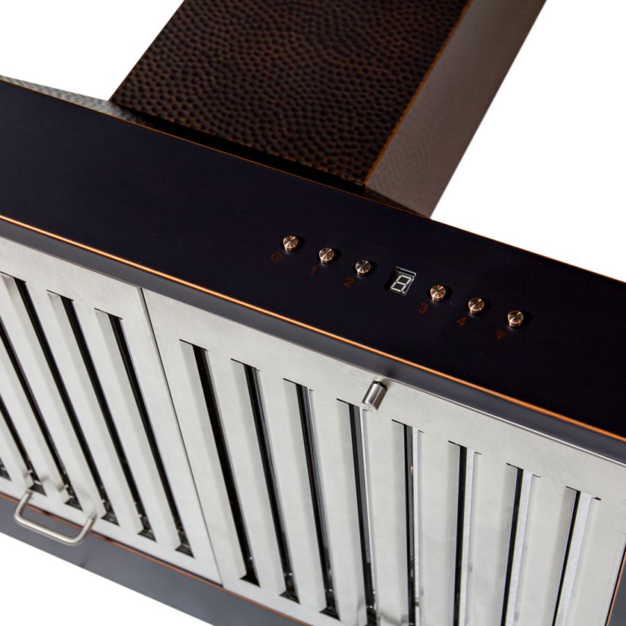 36 In. Convertible Vent Designer Series Wall Mount Range Hood In Hand-hammered Copper KB2HBXXX36