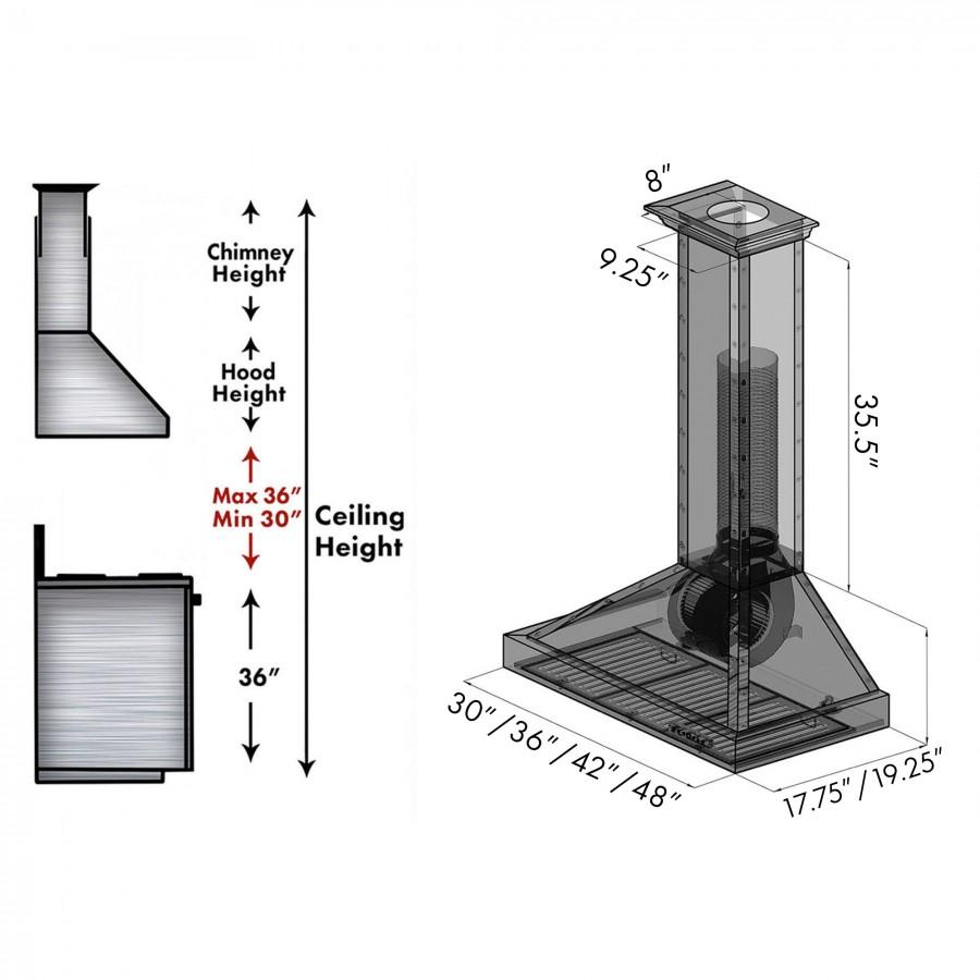 36 In. Convertible Vent Designer Series Wall Mount Range Hood In Hand-hammered Copper KB2HBXXX36