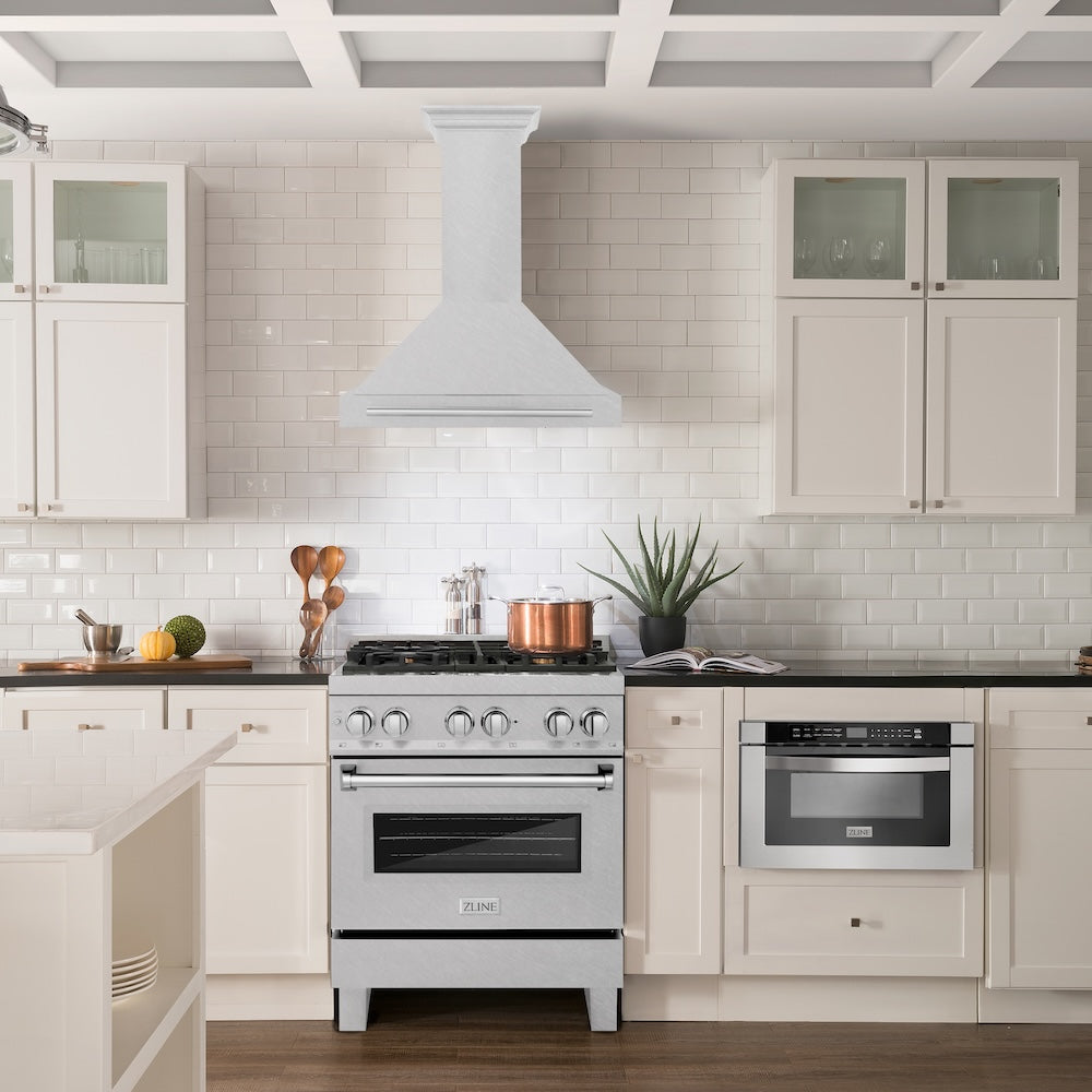 30 In. Convertible Satin Stainless Steel Wall Mount Range Hood With Stainless Steel Handle KB4SNX30