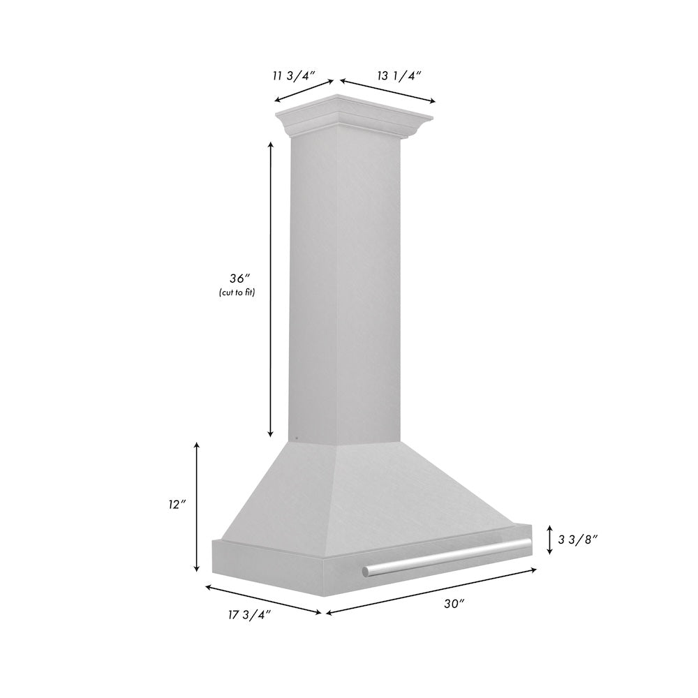30 In. Convertible Satin Stainless Steel Wall Mount Range Hood With Stainless Steel Handle KB4SNX30