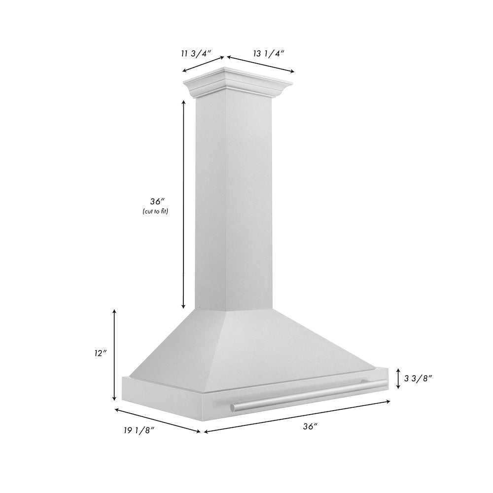 36 In. Convertible Satin Stainless Steel Wall Mount Range Hood With Stainless Steel Handle KB4SNX36