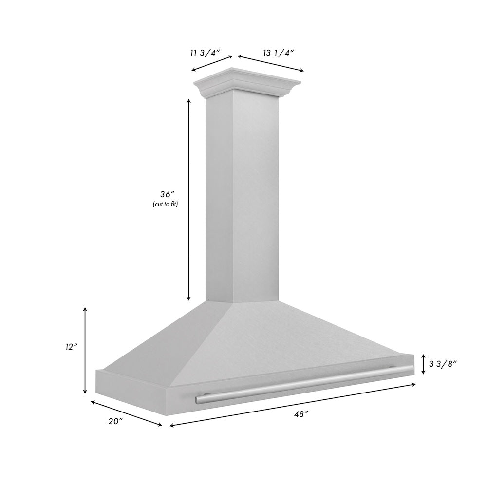48 In. Convertible Satin Stainless Steel Wall Mount Range Hood With Stainless Steel Handle KB4SNX48
