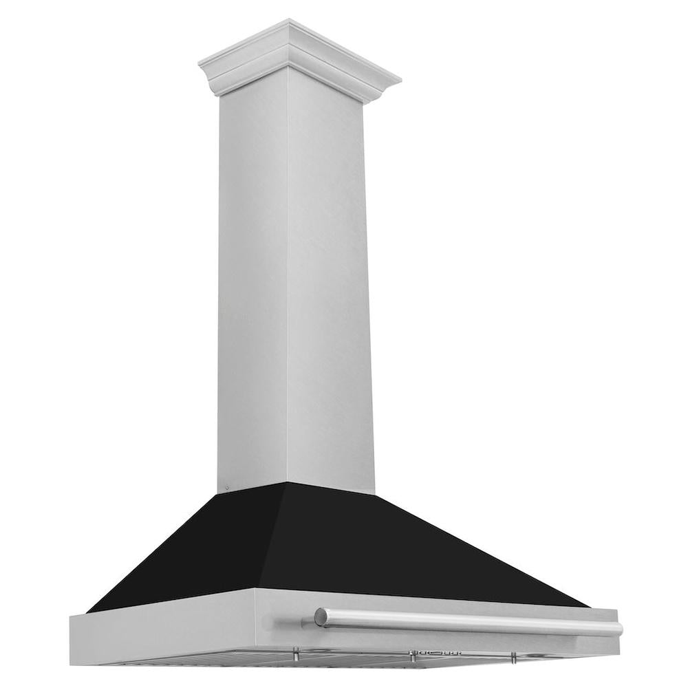 36 In. Convertible Satin Stainless Steel Wall Mount Range Hood With Black Matte Shell And Stainless Steel Handle KB4SNXBLM36
