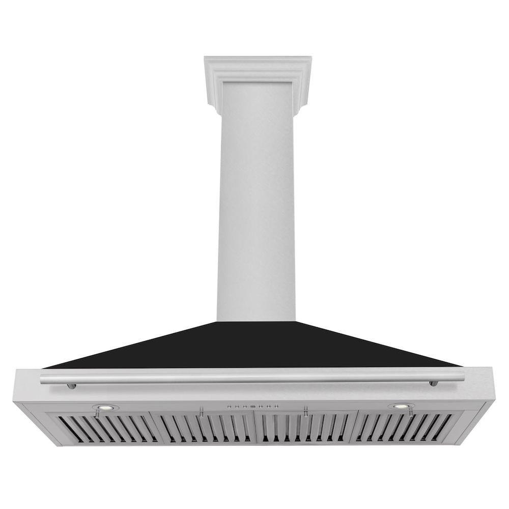 48 In. Convertible Satin Stainless Steel Wall Mount Range Hood With Black Matte Shell And Stainless Steel Handle KB4SNXBLM48