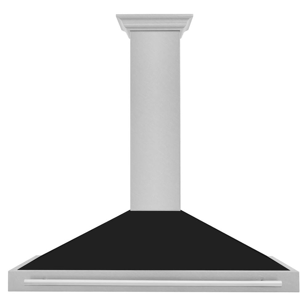 48 In. Convertible Satin Stainless Steel Wall Mount Range Hood With Black Matte Shell And Stainless Steel Handle KB4SNXBLM48