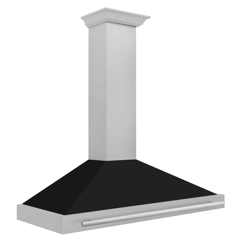 48 In. Convertible Satin Stainless Steel Wall Mount Range Hood With Black Matte Shell And Stainless Steel Handle KB4SNXBLM48