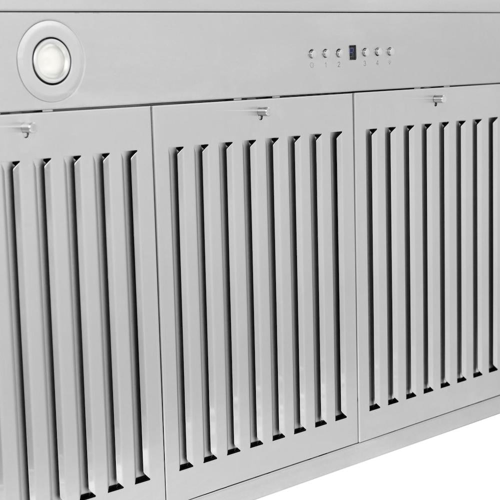 48 In. Convertible Satin Stainless Steel Wall Mount Range Hood With Black Matte Shell And Stainless Steel Handle KB4SNXBLM48
