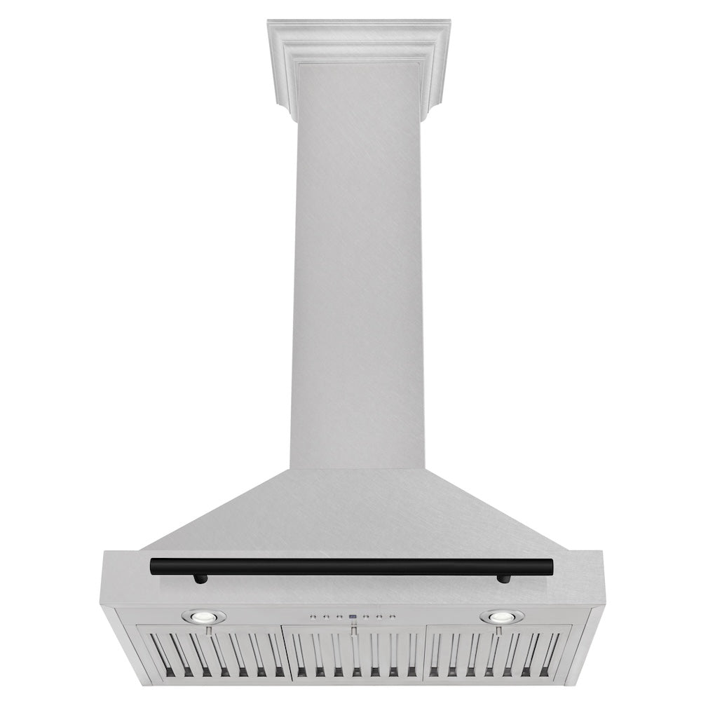 Autograph Edition 30 In. Convertible Satin Stainless Steel Wall Mount Range Hood With Matte Black Handle KB4SNZ30MB