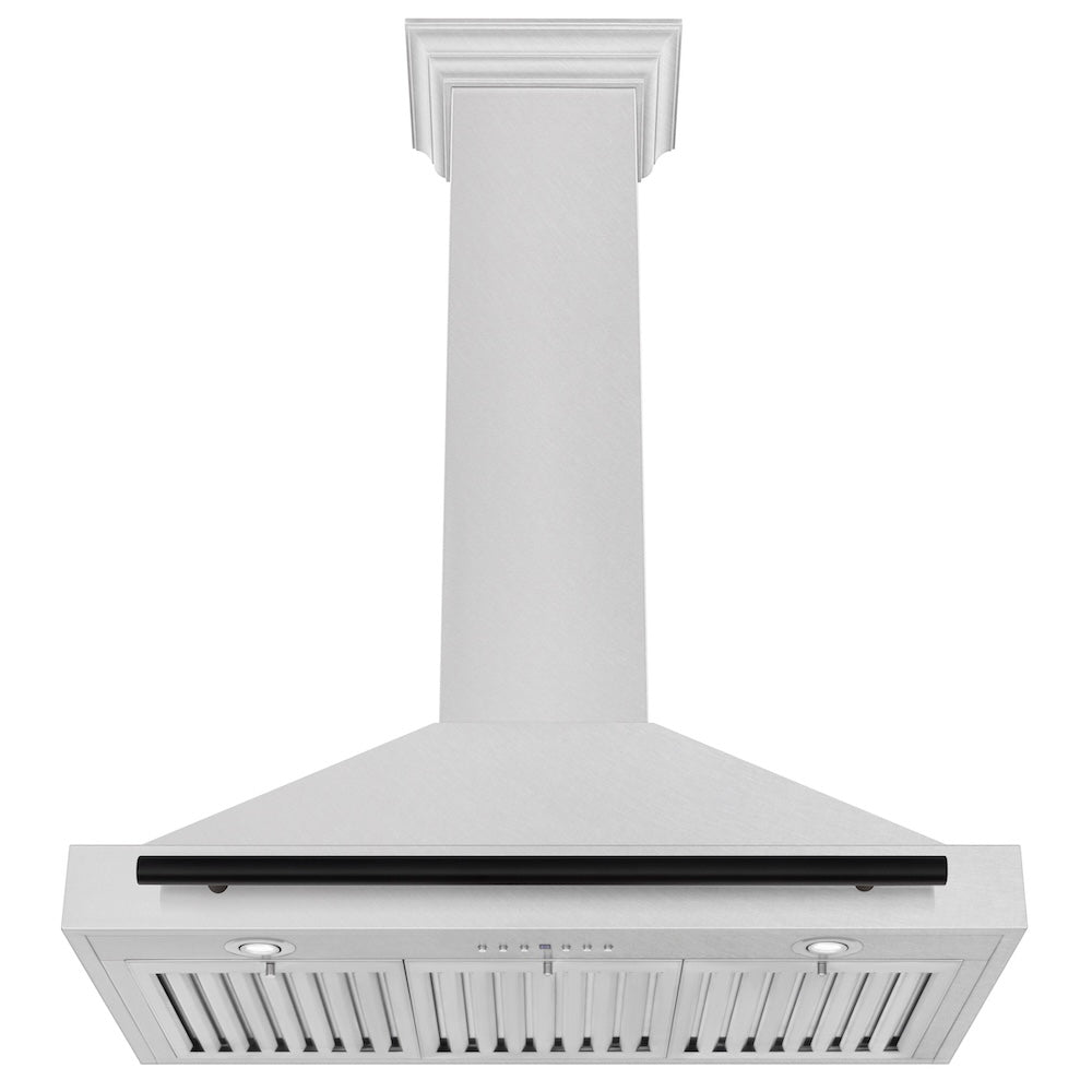 36in. Autograph Edition Convertible Fingerprint Resistant DuraSnow Stainless Steel Range Hood with Matte Black Handle KB4SNZ36MB
