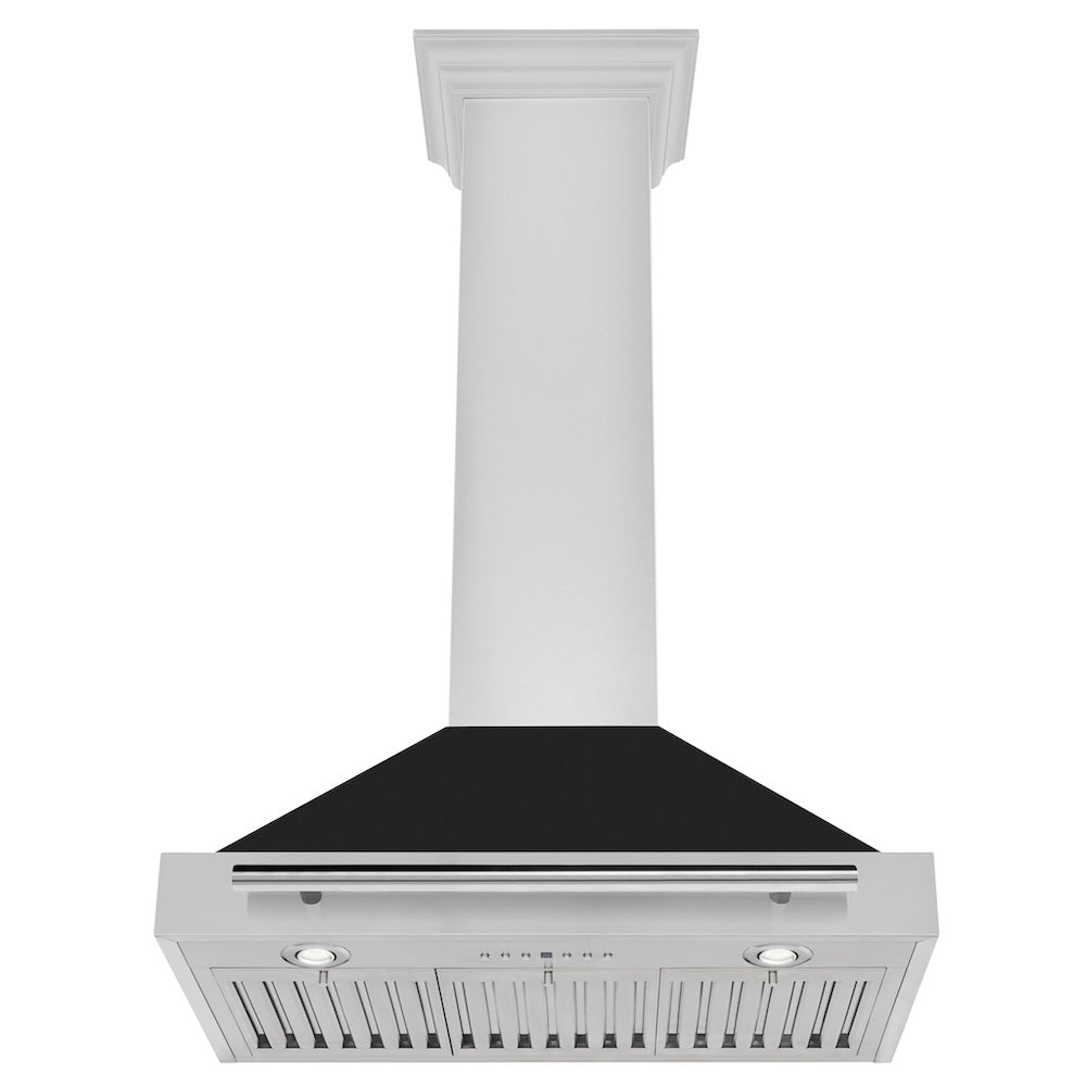 30in. Convertible Stainless Steel Range Hood with Black Matte Shell and Stainless Steel Handle KB4STXBLM30