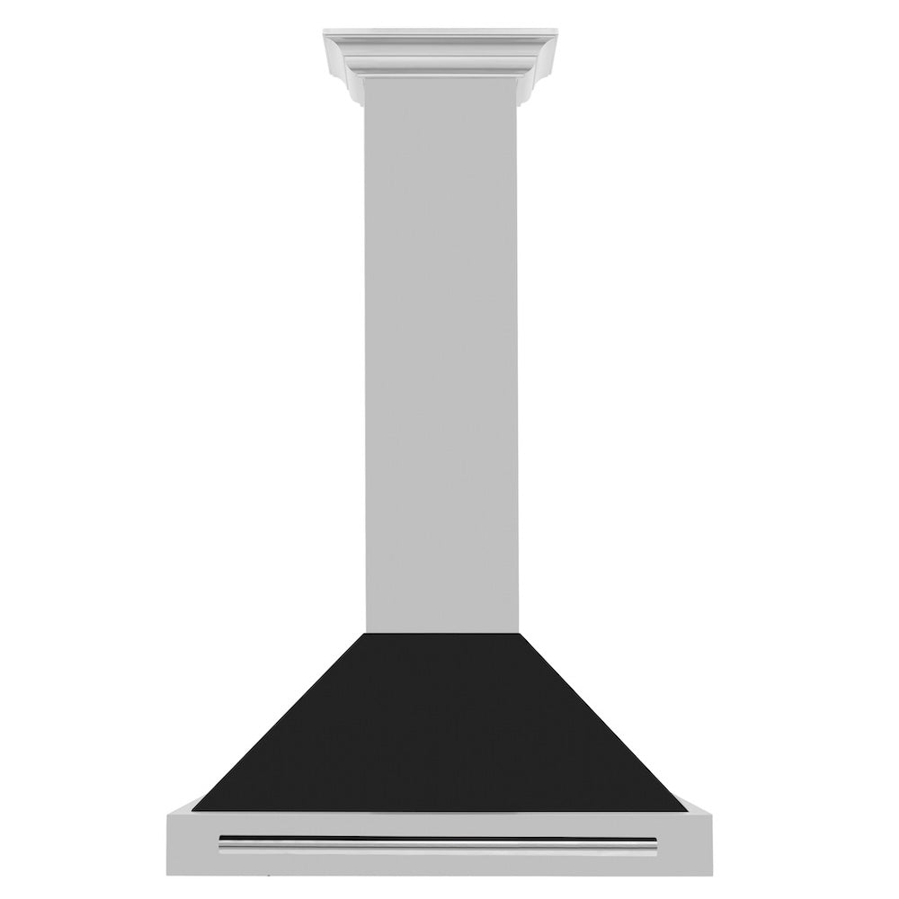30in. Convertible Stainless Steel Range Hood with Black Matte Shell and Stainless Steel Handle KB4STXBLM30