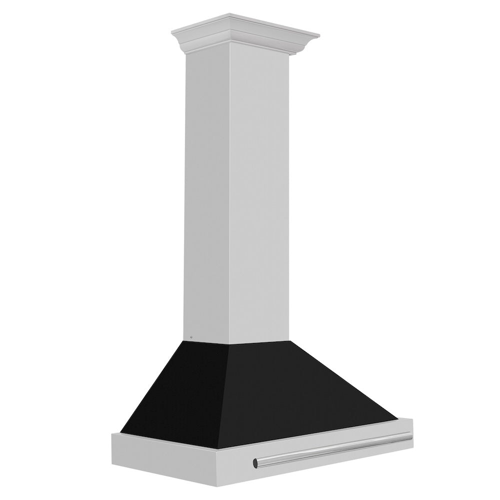 30in. Convertible Stainless Steel Range Hood with Black Matte Shell and Stainless Steel Handle KB4STXBLM30
