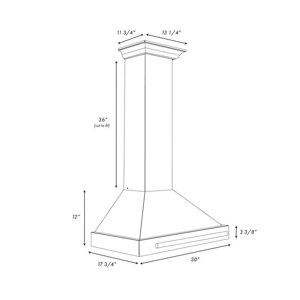 30in. Convertible Stainless Steel Range Hood with Black Matte Shell and Stainless Steel Handle KB4STXBLM30