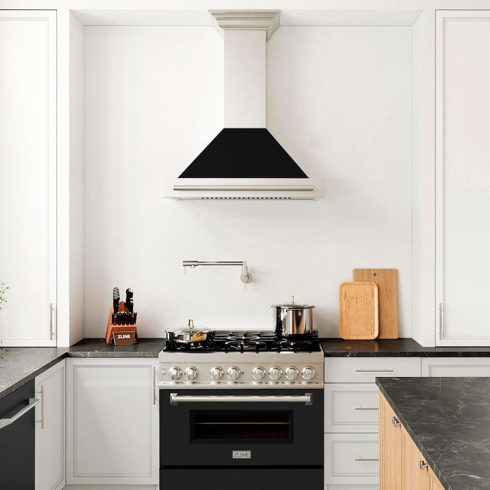 36 In. Convertible Stainless Steel Range Hood With Black Matte Shell And Stainless Steel Handle KB4STXBLM36