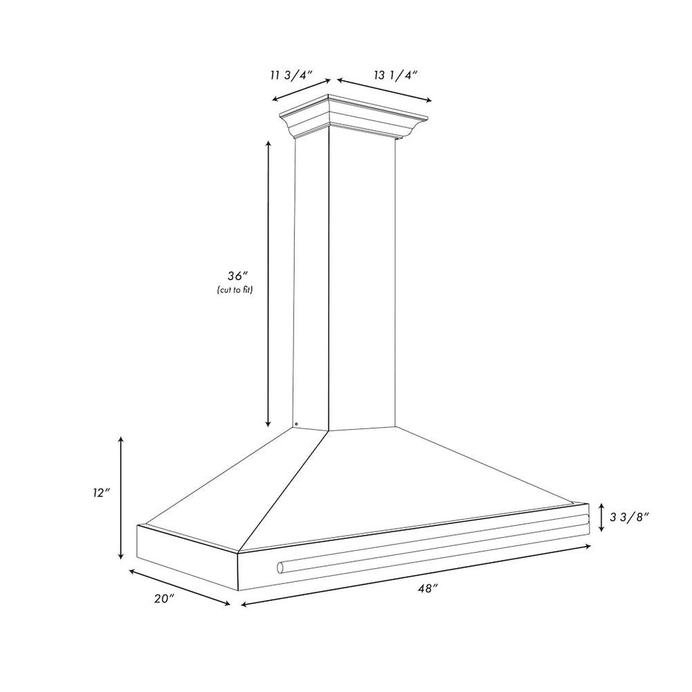 48 In. Convertible Stainless Steel Range Hood With Black Matte Shell And Stainless Steel Handle KB4STXBLM48