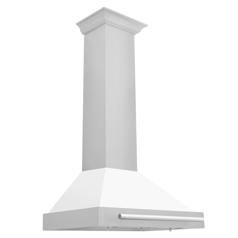 30 In. Convertible Stainless Steel Range Hood With White Matte Shell And Stainless Steel Handle KB4STXWM30