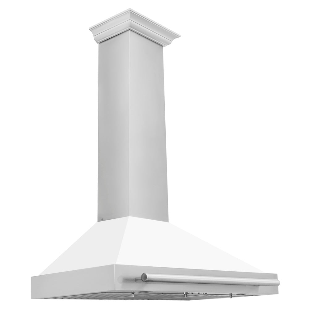 36 In. Convertible Stainless Steel Range Hood With White Matte Shell And Stainless Steel Handle KB4STXWM36
