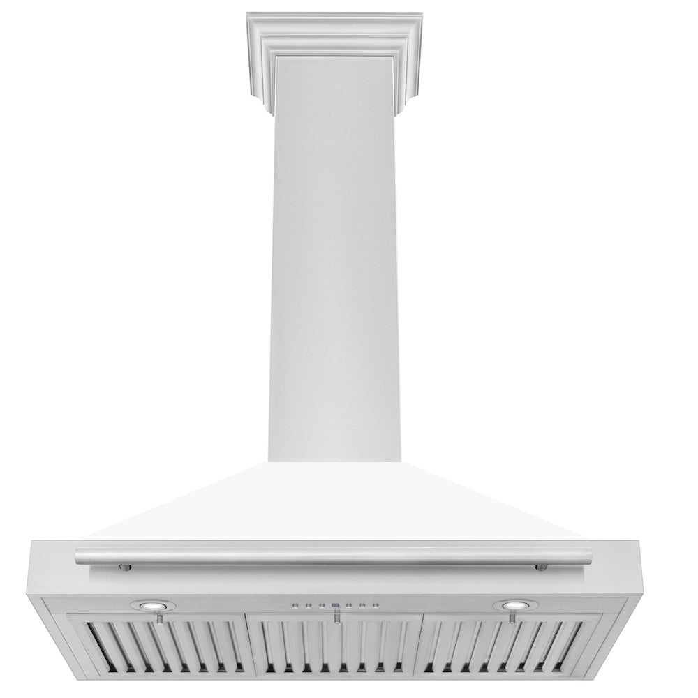 36 In. Convertible Stainless Steel Range Hood With White Matte Shell And Stainless Steel Handle KB4STXWM36