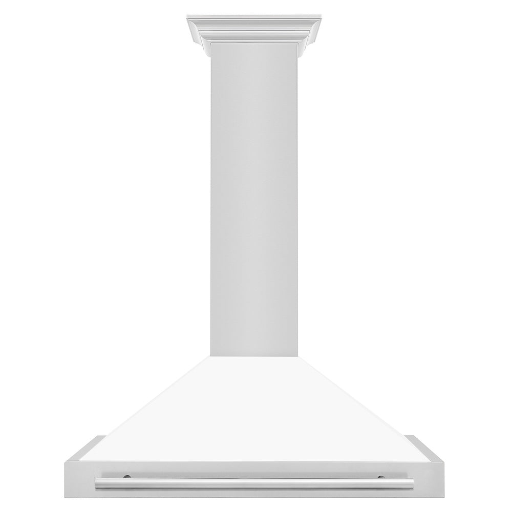 36 In. Convertible Stainless Steel Range Hood With White Matte Shell And Stainless Steel Handle KB4STXWM36