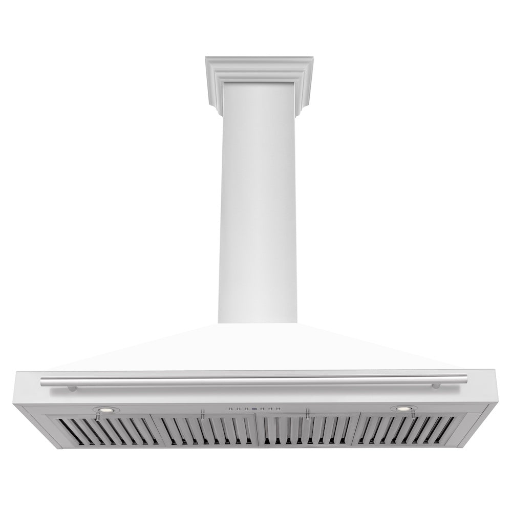 48in. Convertible Stainless Steel Range Hood with White Matte Shell and Stainless Steel Handle KB4STXWM48
