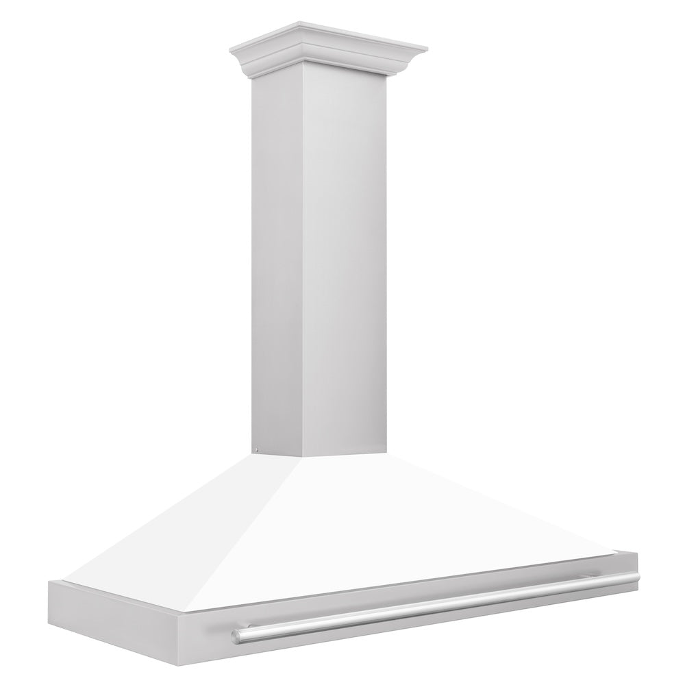 48in. Convertible Stainless Steel Range Hood with White Matte Shell and Stainless Steel Handle KB4STXWM48