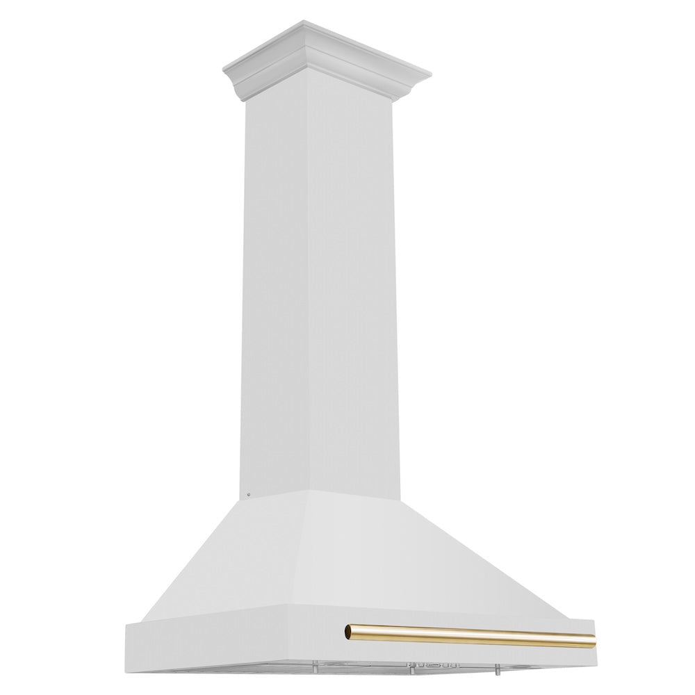 30in. Autograph Edition Convertible Stainless Steel Range Hood with Stainless Steel Shell and Polished Polished Gold Accents KB4STZ30G