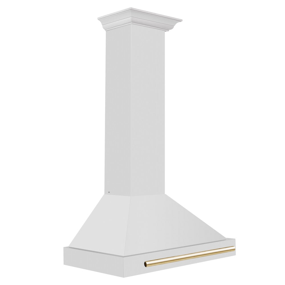 30in. Autograph Edition Convertible Stainless Steel Range Hood with Stainless Steel Shell and Polished Polished Gold Accents KB4STZ30G