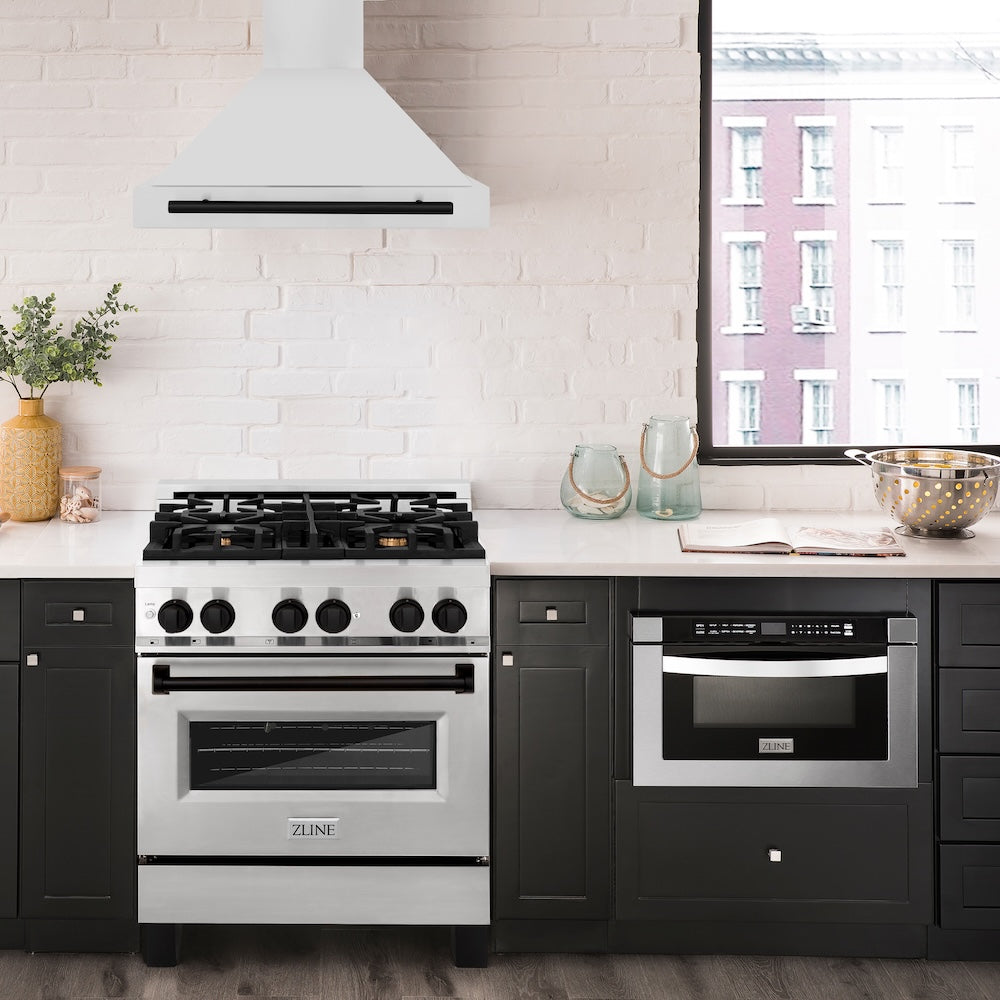 Autograph Edition 30 In. Convertible Stainless Steel Range Hood With Stainless Steel Shell And Matte Black Accents KB4STZ30MB