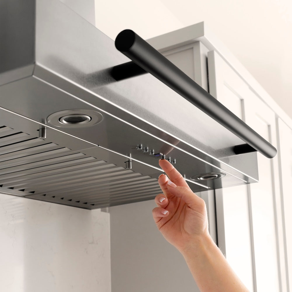Autograph Edition 30 In. Convertible Stainless Steel Range Hood With Stainless Steel Shell And Matte Black Accents KB4STZ30MB