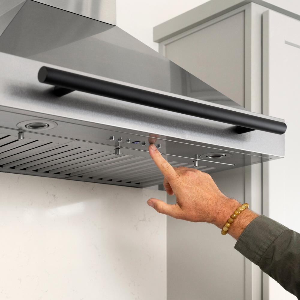 Autograph Edition 30 In. Convertible Stainless Steel Range Hood With Stainless Steel Shell And Matte Black Accents KB4STZ30MB