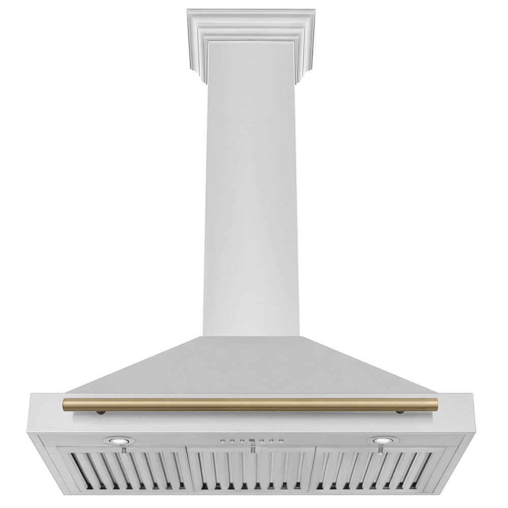 Autograph Edition 36 In. Convertible Stainless Steel Range Hood With Stainless Steel Shell And Champagne Bronze Accents KB4STZ36CB