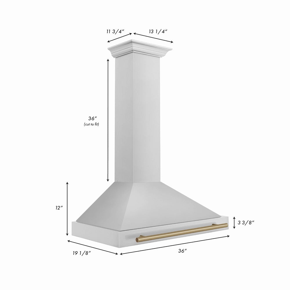 Autograph Edition 36 In. Convertible Stainless Steel Range Hood With Stainless Steel Shell And Champagne Bronze Accents KB4STZ36CB