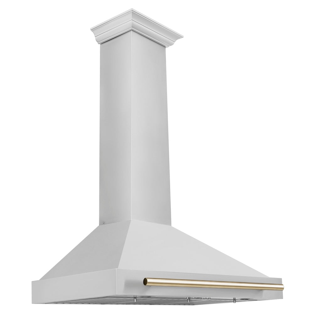 Autograph Edition 36 In. Convertible Stainless Steel Range Hood With Stainless Steel Shell And Polished Gold Accents KB4STZ36G
