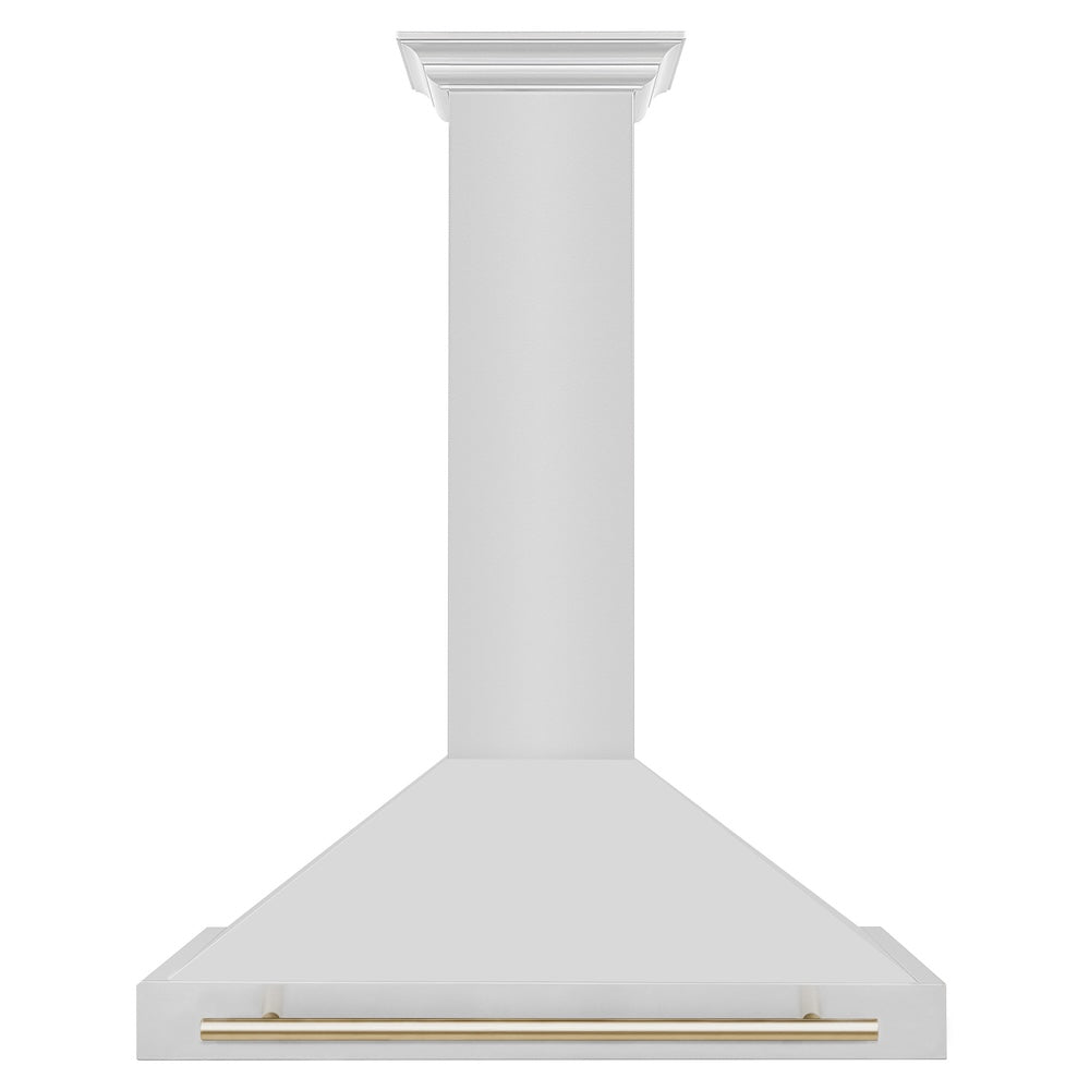Autograph Edition 36 In. Convertible Stainless Steel Range Hood With Stainless Steel Shell And Polished Gold Accents KB4STZ36G